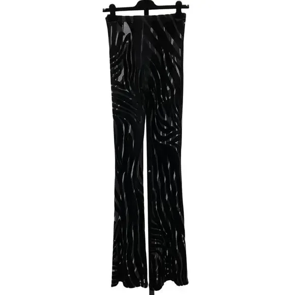 Versace Velvet Black Wide Leg Pants Size 38 IT / US 2 - Picture 3 of 6